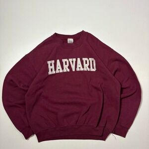 Vintage Gildan Burgundy Harvard Crewneck Sweatshirt - M